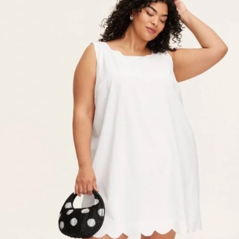 Kate Spade White Sleeveless Shift Mini Scalloped Hem Dress NWT 4X